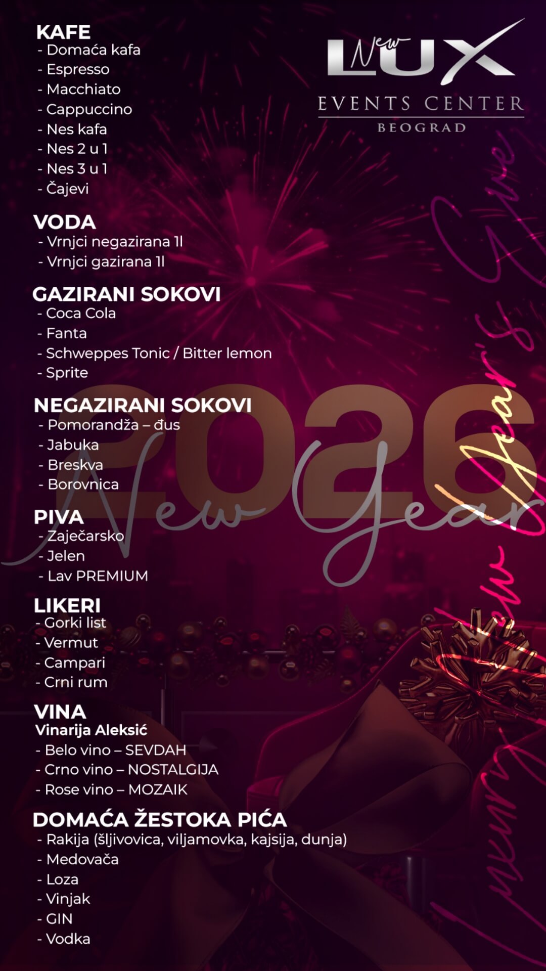 lux events center ponuda pica 2026