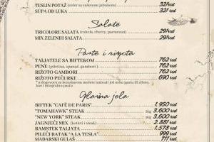 restoran tesla jelovnik cenovnik menu 1